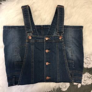 Denim Overall Dress with Rose Gold Buttons